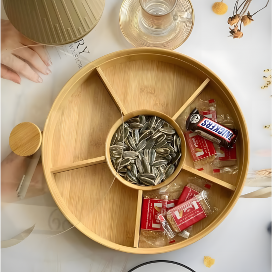 Wooden Serving Platter - 6 Compartments